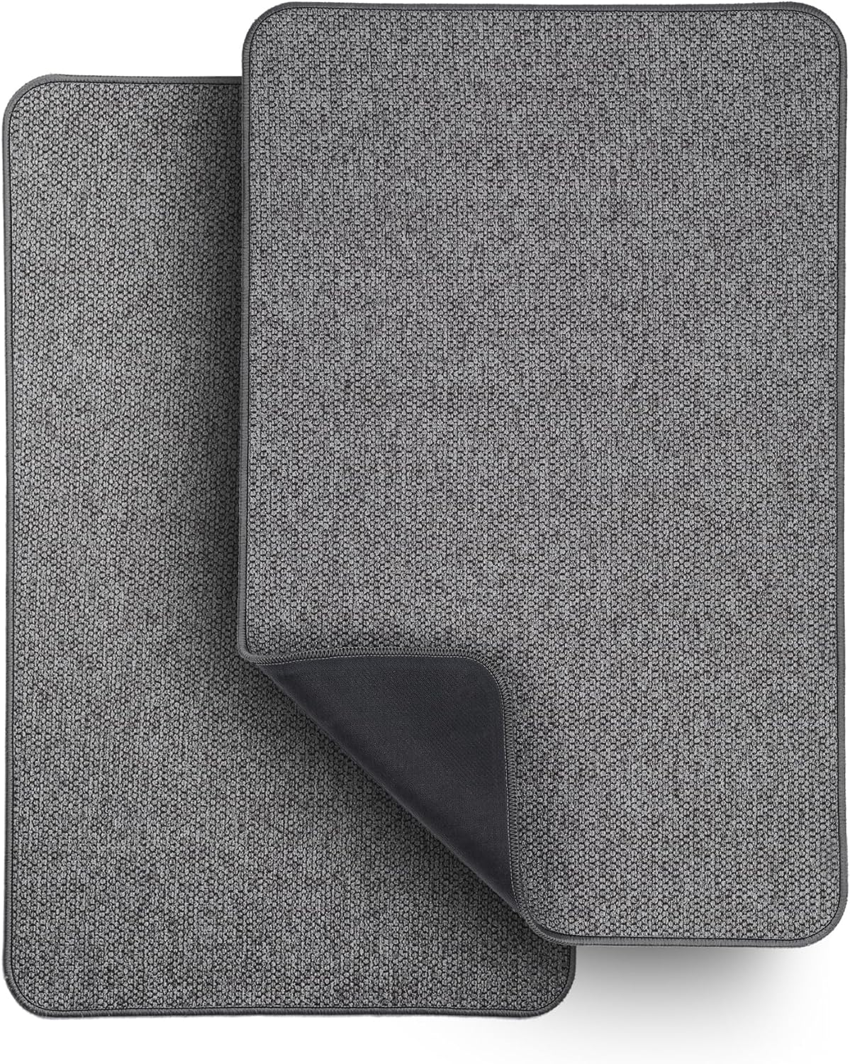 Bath Mat,Ultra Thin Bathroom Rugs,Rubber Bath Mats for Bathroom,No Slip Bath Rugs,Quick Dry,Machine Washable,Low Pile,Absorbent,Shower Outside,Sink,Home Decor Accessories.Dark Grey,1'5"x2'3"(2 Pack)