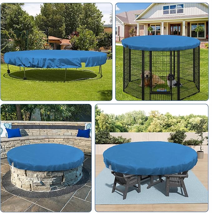 ECOOPTS 11 ft Round Pool Cover for Above Ground Pools, Swimming Pool Cover Protector Winter Safety Cover (Blue)