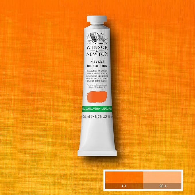 Winsor & Newton Artists' Oil Color, 200ml (6.75 oz) Tube, Cadmium-Free Orange