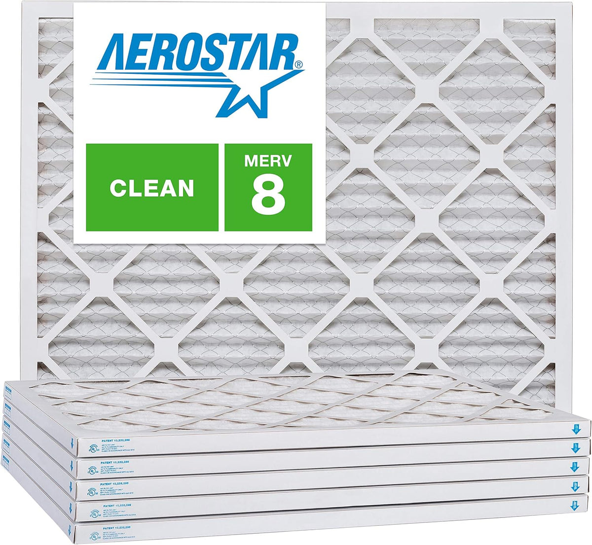 Aerostar 8x16x1 MERV 8, Pleated Air Filter, 8x16x1, Box of 6, Made in the USA