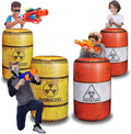 4 Barrels Inflatables, Compatible with Nerf, Laser tag, Birthday Party Activities and Decoration.