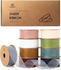 Vitalizart 1" x 90Yd Organza Ribbon Mixed Color Sheer Ribbons Set 10 Yd x 9 Rolls Handmade for Gift Wrapping Christmas Tree Crafts Bows Wedding Invitations Wreaths Wrap