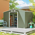 Outsunny 9' x 6' Outdoor Storage Shed, Garden Tool Metal Shed with Foundation Kit, Double Lockable Door, Air Vents and Sloping Roof, for Backyard, Patio, Lawn, Green