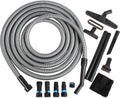 Cen-Tec Systems 95292 30 Ft. Home and Shop Vacuum Hose with Expanded Multi-Brand Power Tool Dust Collection Adapter Set and Full Attachment Kit, Black, 30 Ft. Hose