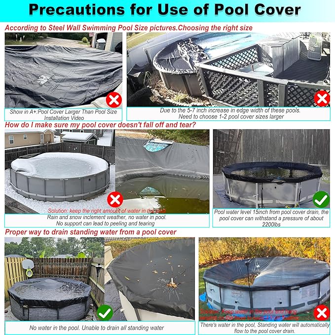 18 Ft Pool Cover, with Automatic Drain Round Pool Cover, One-Piece Quick Installation and Removal Above Ground Pool Cover, Preventing Waterlogging, UV Protected Solar Swimming Pool Cover