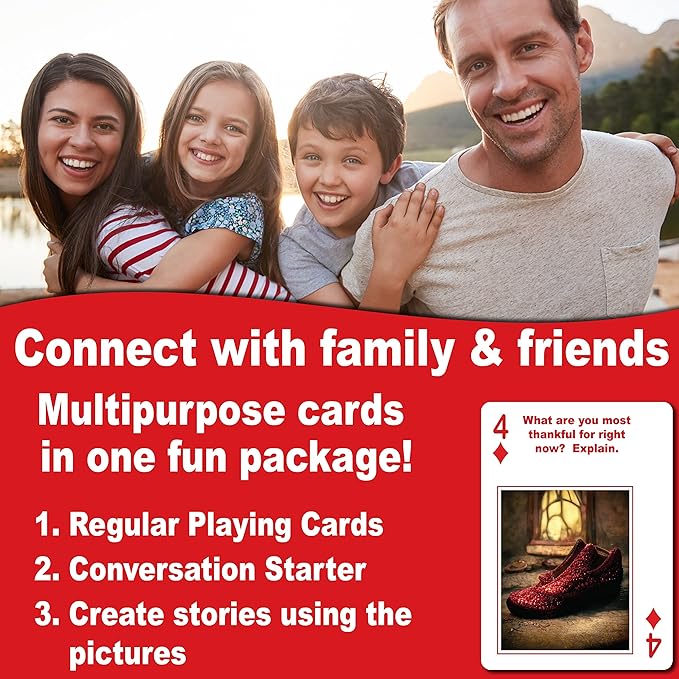 THINK2MASTER Fantasy Edition Playing Cards, 54 Cards with Family Friendly Questions & Images for Conversations, Story Starters - Tabletop Game