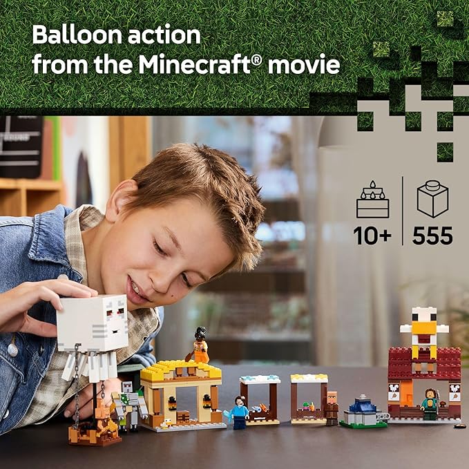 LEGO Minecraft The Ghast Balloon Village Attack- Toy Building Set for Kids, Girls and Boys Ages 10+ - Includes Steve, Natalie, and Dawn Minifigures - Birthday Gift Idea - 21273