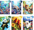 6 Packs 24 Large Piece Puzzles for Seniors,Animals Puzzle for Seniors with Dementia,Turtle Panda Cat Dolphin Bird Dog Easy Jigsaw Puzzle for Alzheimers Memory Games Dementia Activities