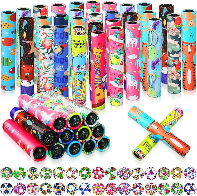 60 Pcs Classic Kaleidoscope Educational Kaleidoscope Toy Return Gift Vintage Educational Toys Party Bag Fillers School Classroom Prizes for Adult Teen Party Carnival Prize, Random Style (Cute Style)
