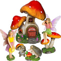 Mood Lab Fairy Garden - Mushroom House Set of 6 pcs - Miniature Figurines & Accessories Kit - for Outdoor or House Decor