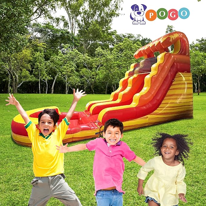 Inflatable Water Slide with Pool for Kids & Toddlers - 25.5' x 9' x 15' Bounce House Double Slide with Pool for Outdoor Play & Backyard - Outside Waterslide Includes Blower Stakes & Storage Bag