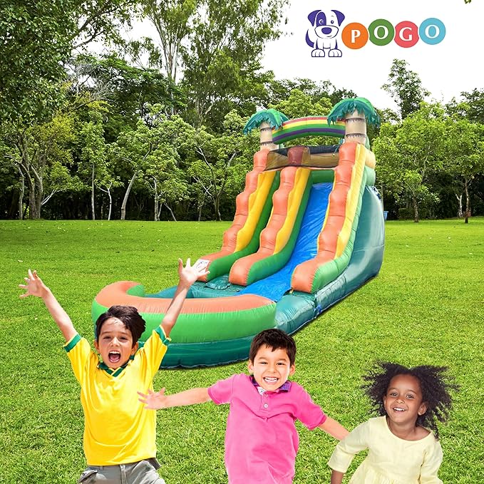 Inflatable Water Slides for Kids - Backyard Inflatable Water Slides with Splash Pool - Tropical Complete with Blower, and Stakes - 25.5' x 9' - 15' Tall
