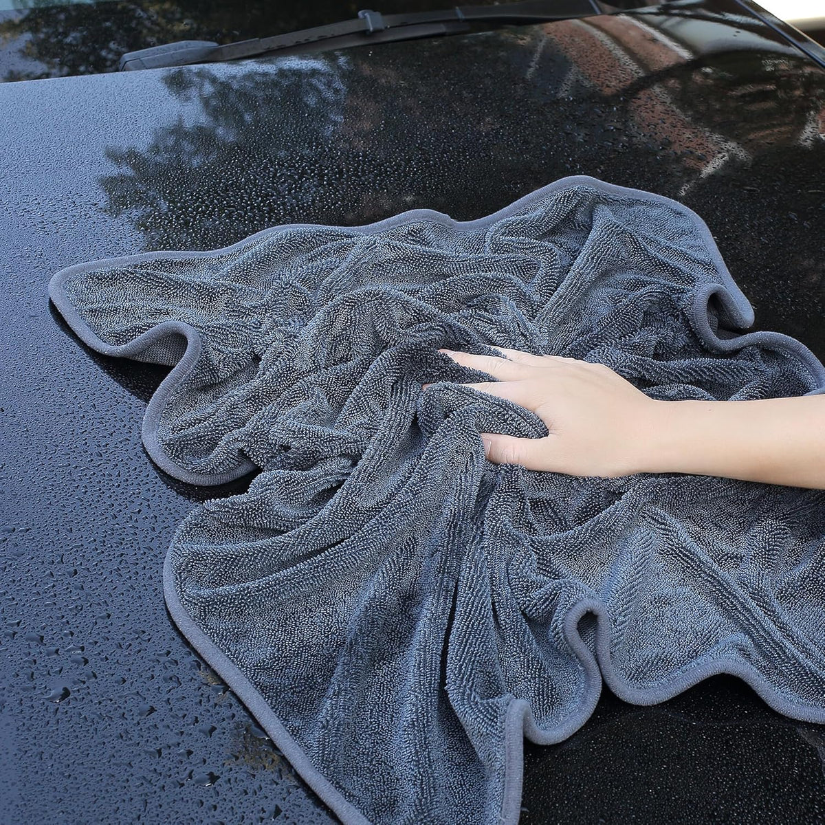 JOYMOOP Microfiber Towels for Cars, 3 Pack 35.4" x 23.6" Car Drying Towel, Dark Gray Reusable Car Towel, Quick Drying Car Microfiber Cleaning Cloth for RVs, SUVs, Trucks